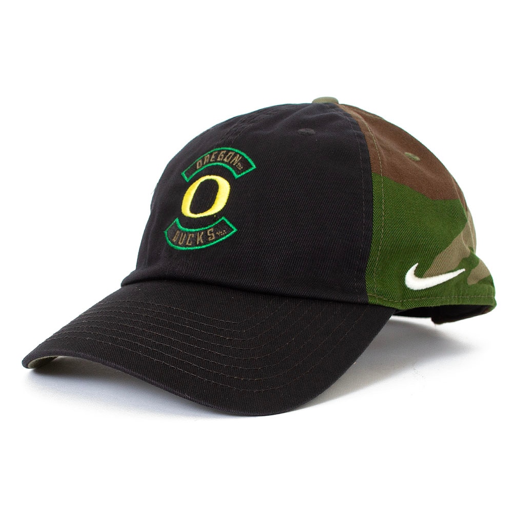 Classic Oregon O, Nike, Black, Curved Bill, Cotton, Accessories, Unisex, Camo, Unstructured, Twill, Military Appreciation, Adjustable, Hat, 916414